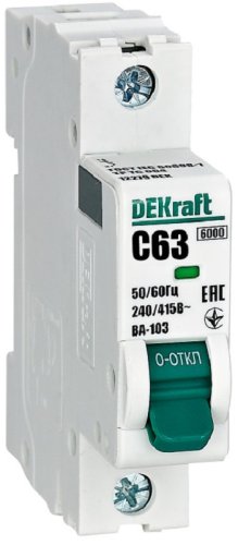 Выключатель автоматический DEKraft ВА-103 1п 63А C 6кА картинка